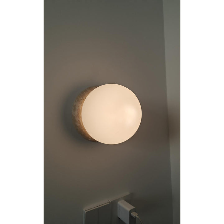Blikuvys Moderne Minimaliste Travertin Verre Applique Murale - Neutralighting