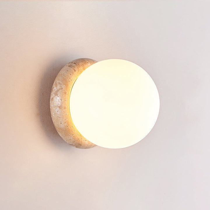Blikuvys Moderne Minimaliste Travertin Verre Applique Murale - Neutralighting