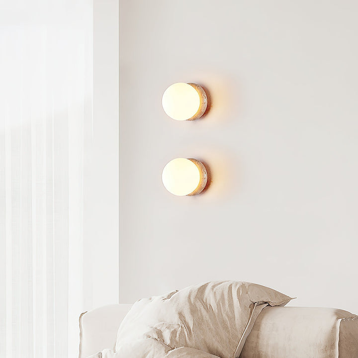Blikuvys Moderne Minimaliste Travertin Verre Applique Murale - Neutralighting