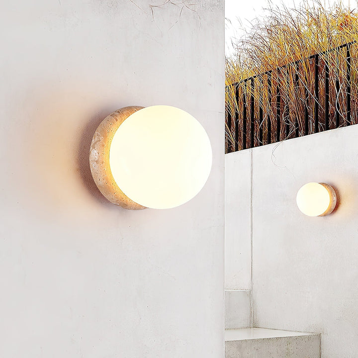 Blikuvys Moderne Minimaliste Travertin Verre Applique Murale - Neutralighting