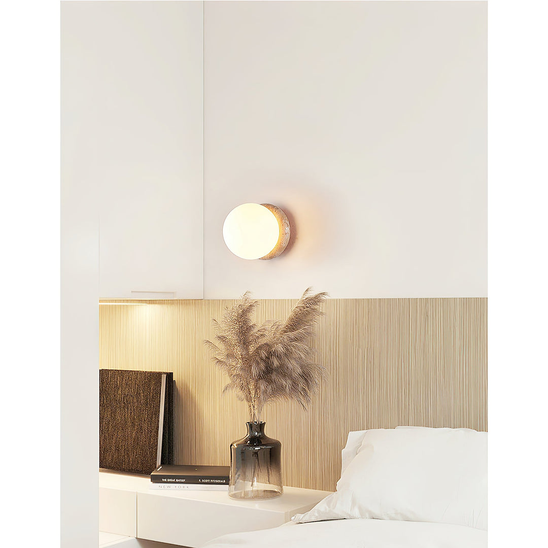 Blikuvys Moderne Minimaliste Travertin Verre Applique Murale - Neutralighting
