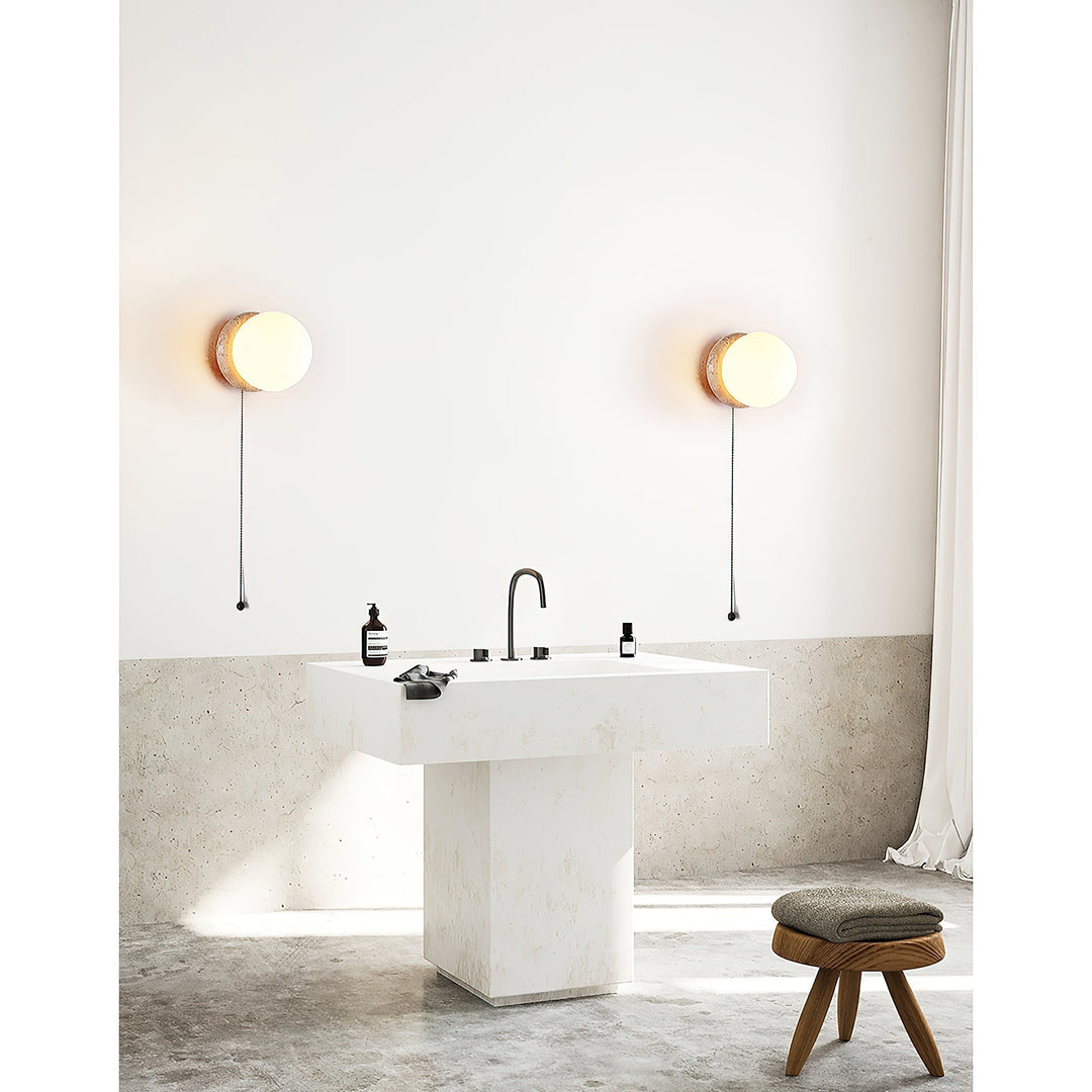 Blikuvys Moderne Minimaliste Travertin Verre Applique Murale - Neutralighting