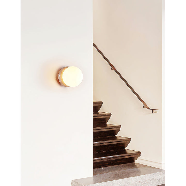 Blikuvys Moderne Minimaliste Travertin Verre Applique Murale - Neutralighting