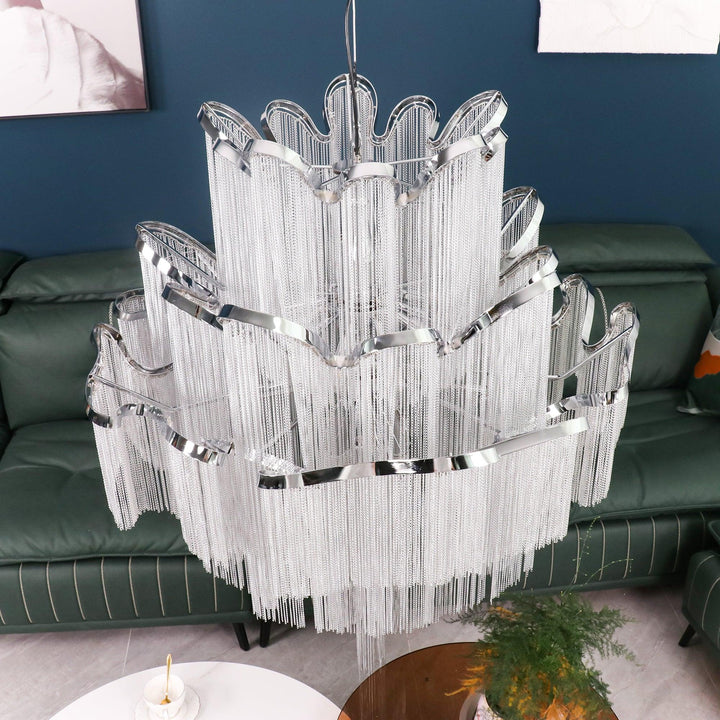 Lustra Suspension Lampe Chaîne en Nickel Coulant - Neutralighting
