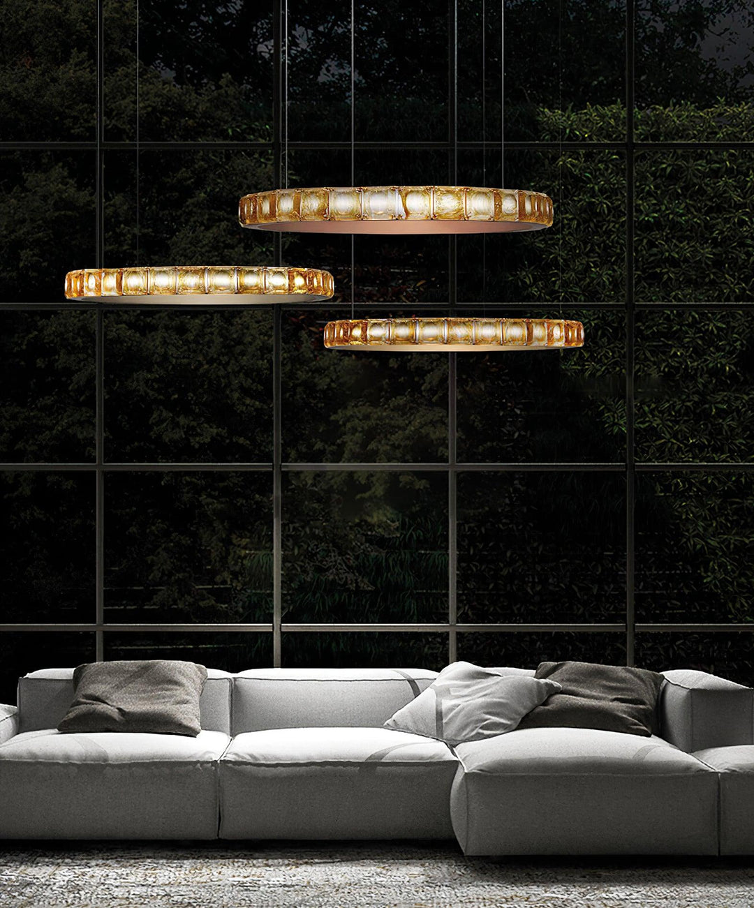 Avzorion Moderne Minimaliste Anneau Verre Lustre - Neutralighting