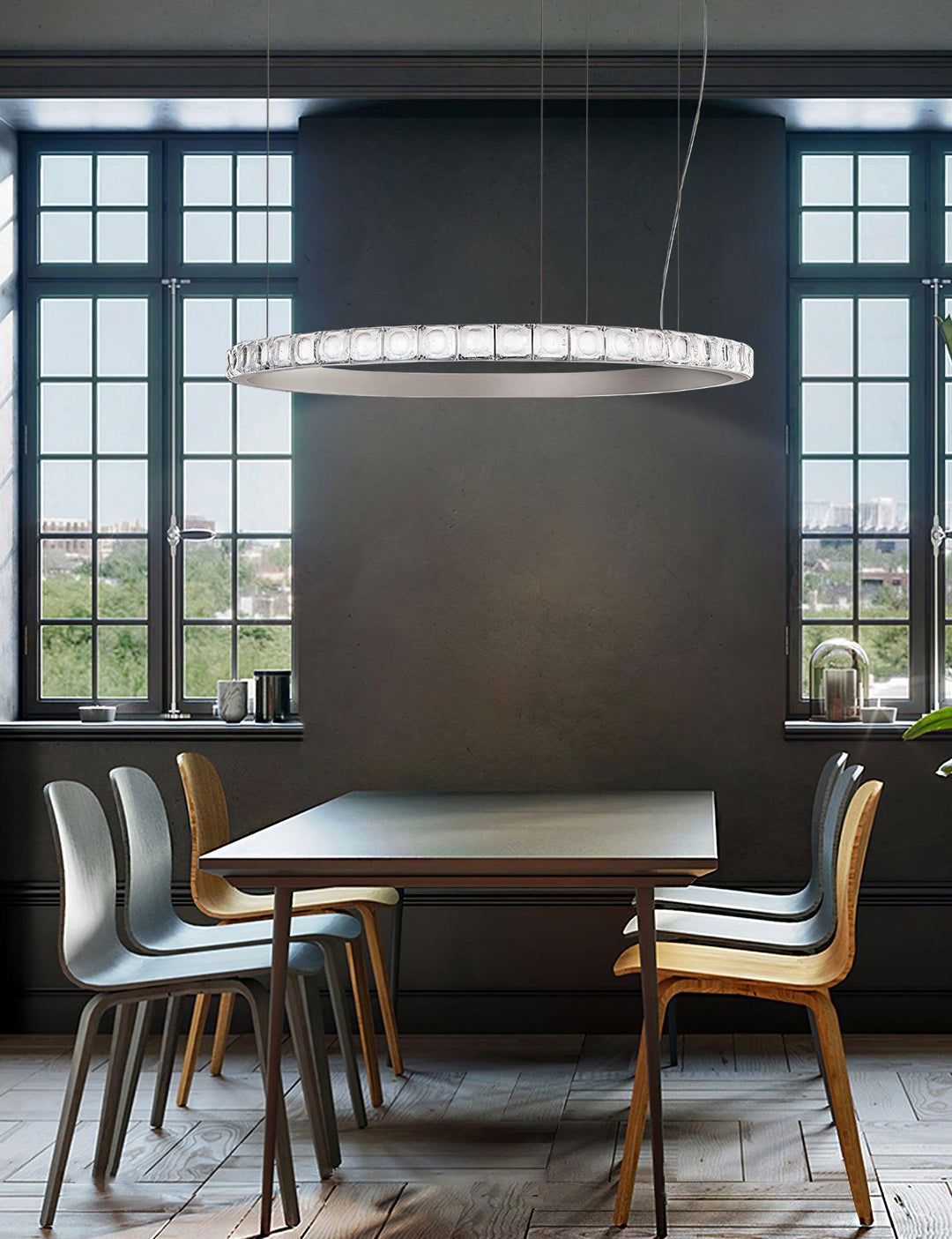 Avzorion Moderne Minimaliste Anneau Verre Lustre - Neutralighting