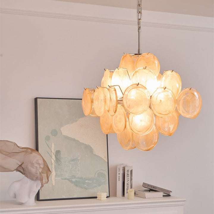 Aurora Lustre Abricot Murano Verre Disque Superposé Artistique - Neutralighting