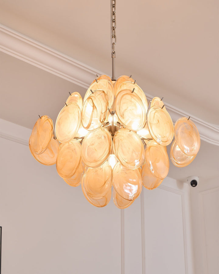 Aurora Lustre Abricot Murano Verre Disque Superposé Artistique - Neutralighting
