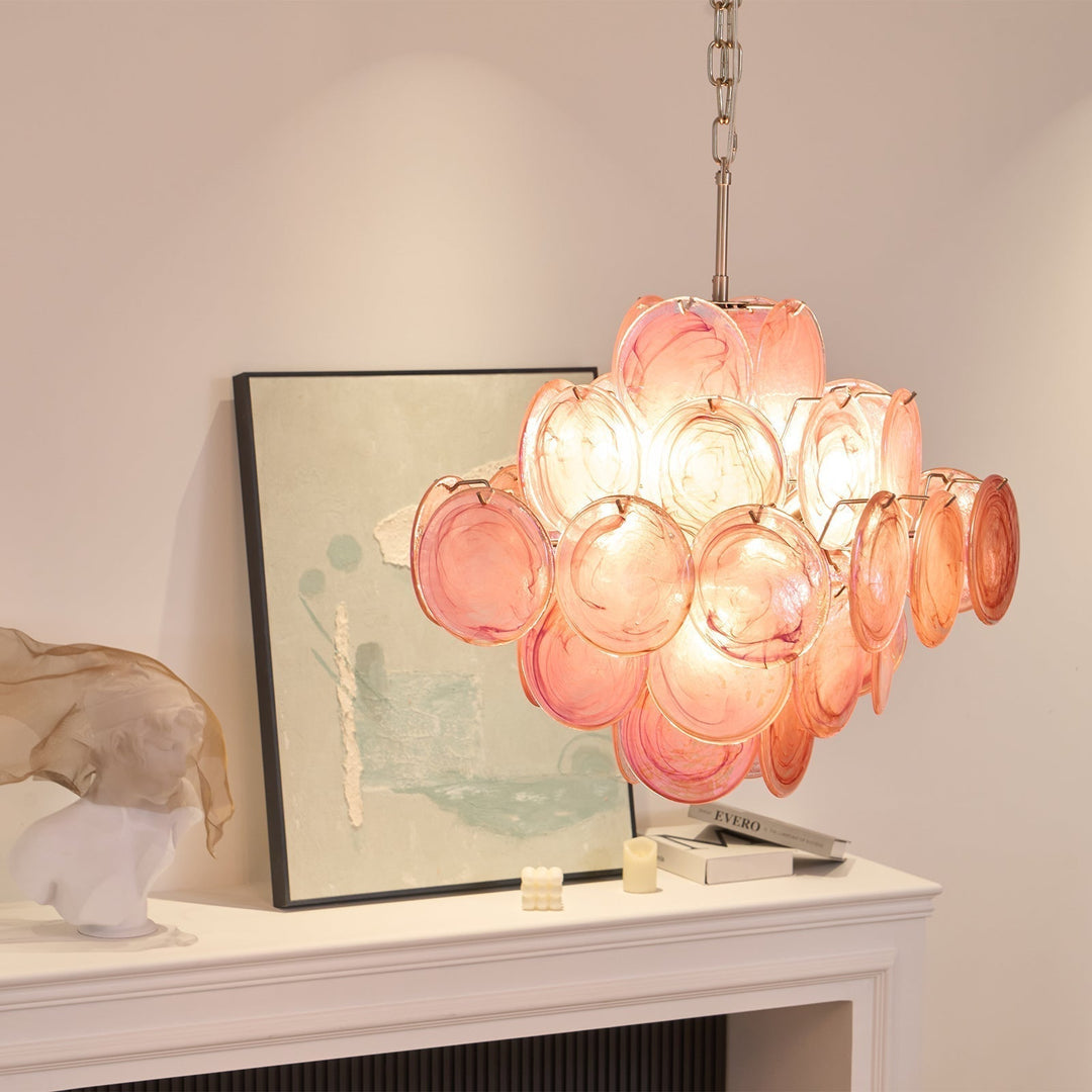 Aurora Lustre Rose Verre Disque Superposé Romantique - Neutralighting