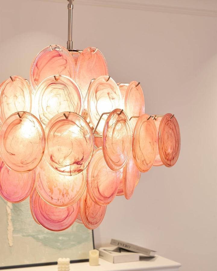 Aurora Lustre Rose Verre Disque Superposé Romantique - Neutralighting