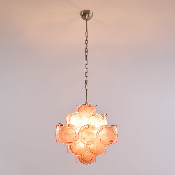 Aurora Lustre Rose Verre Disque Superposé Romantique - Neutralighting