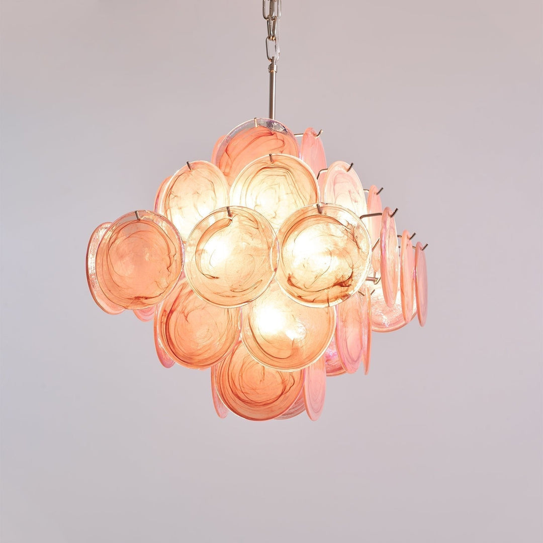 Aurora Lustre Rose Verre Disque Superposé Romantique - Neutralighting