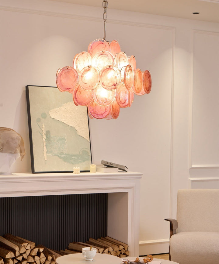 Aurora Lustre Rose Verre Disque Superposé Romantique - Neutralighting