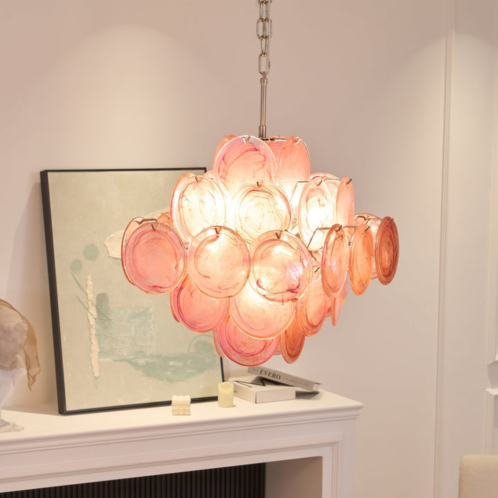 Aurora Lustre Rose Verre Disque Superposé Romantique - Neutralighting