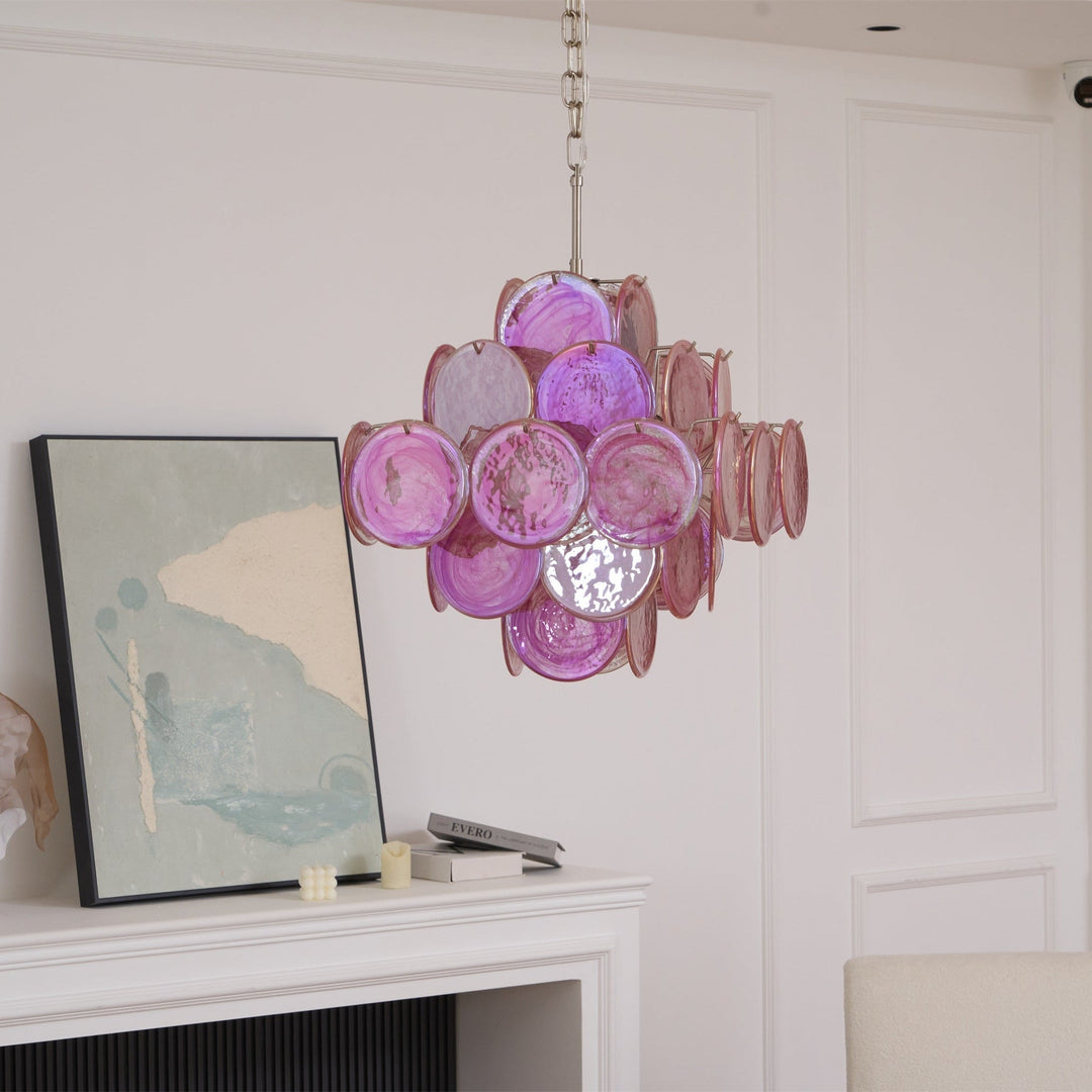 Aurora Lustre Rose Verre Disque Superposé Romantique - Neutralighting
