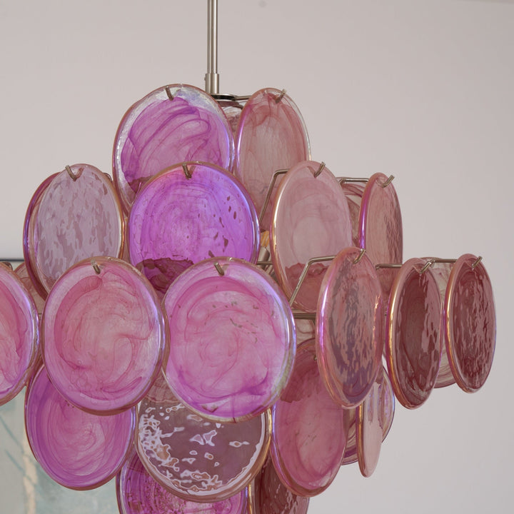 Aurora Lustre Rose Verre Disque Superposé Romantique - Neutralighting