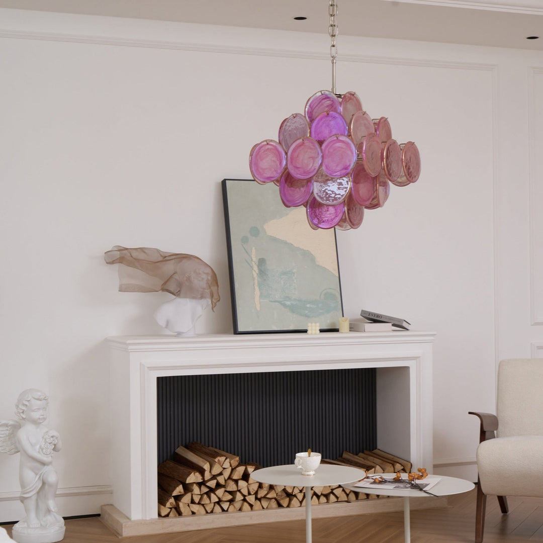 Aurora Lustre Rose Verre Disque Superposé Romantique - Neutralighting