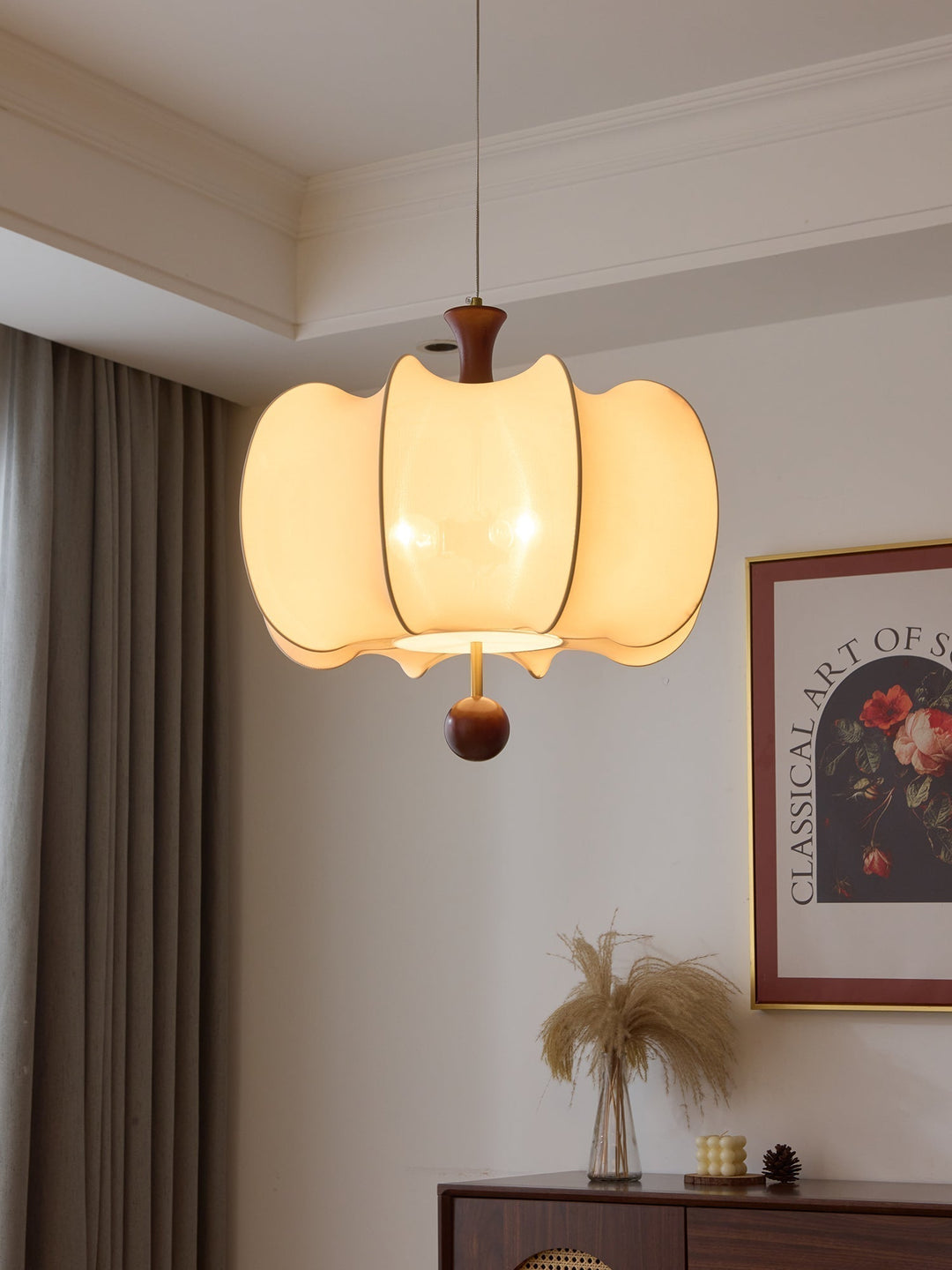 Calithra Lampe Pendante en Tissu et Bois - Neutralighting
