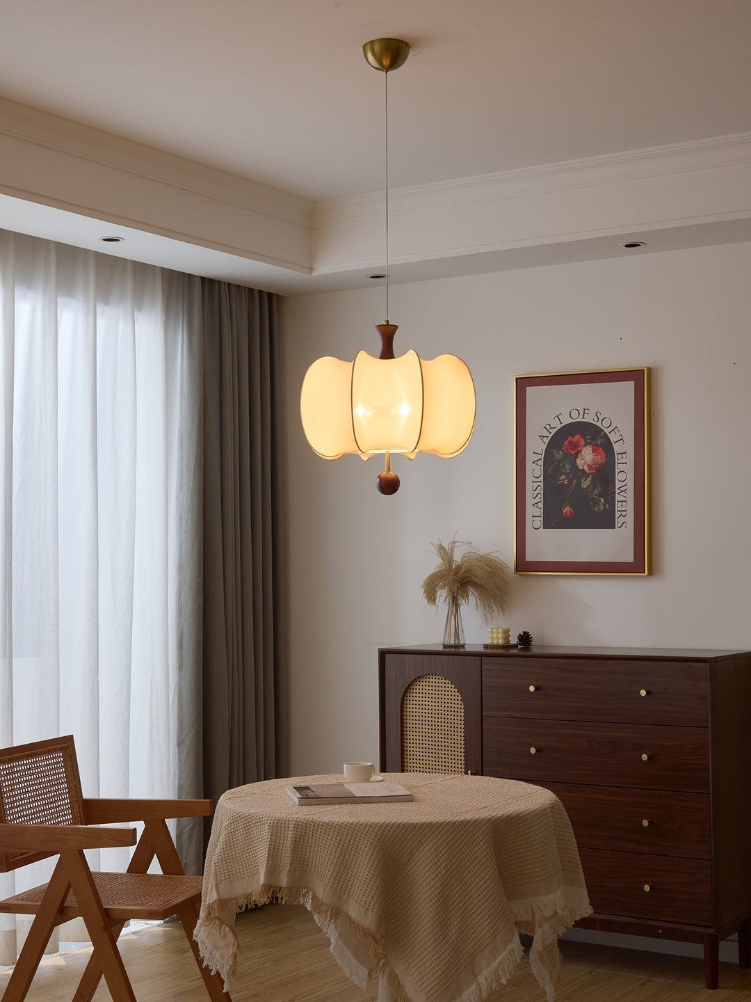 Calithra Lampe Pendante en Tissu et Bois - Neutralighting