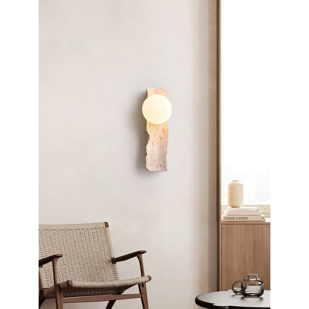 Aureum Moderne Minimaliste Verre Travertin Applique Murale - Neutralighting