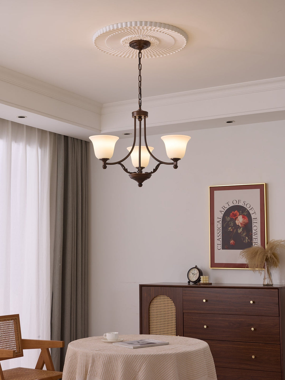 Elorira Chandelier Verre Élégance Traditionnelle Fleur - Neutralighting