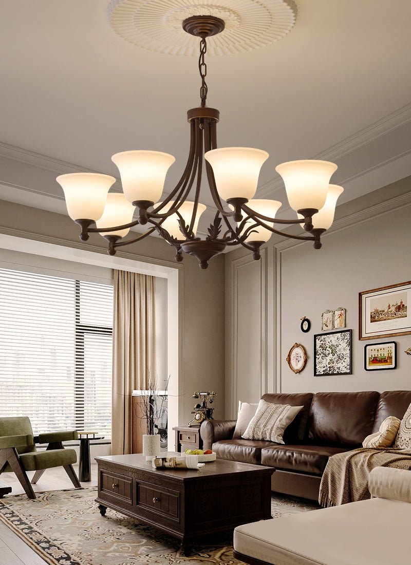 Elorira Chandelier Verre Élégance Traditionnelle Fleur - Neutralighting