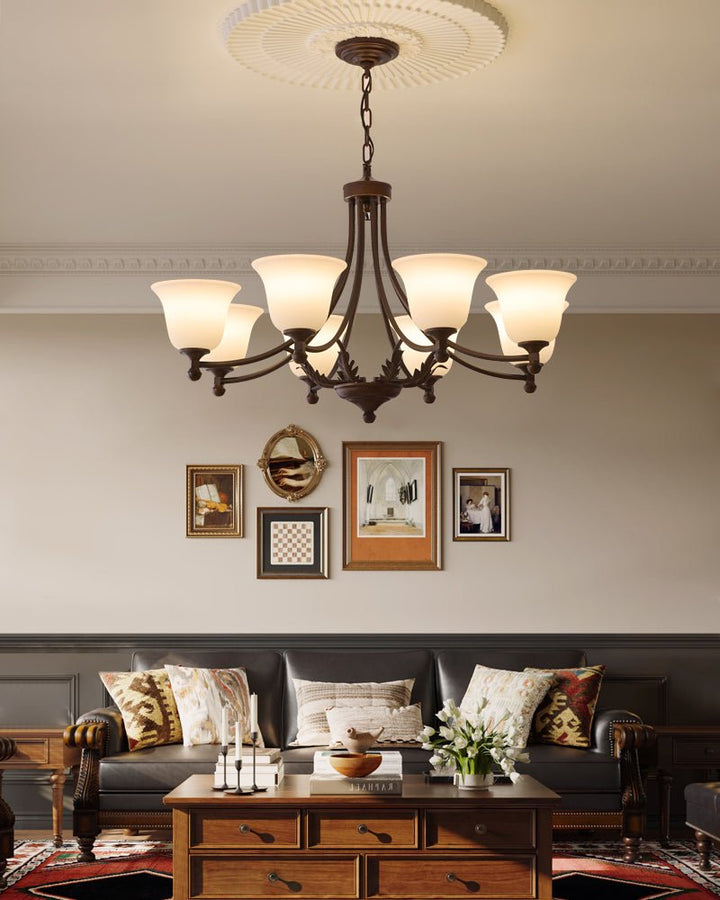 Elorira Chandelier Verre Élégance Traditionnelle Fleur - Neutralighting