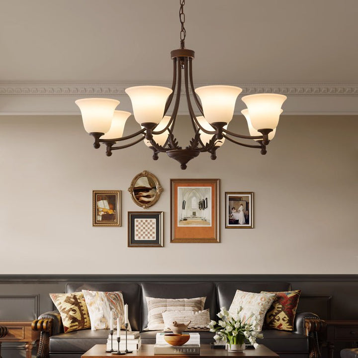 Elorira Chandelier Verre Élégance Traditionnelle Fleur - Neutralighting
