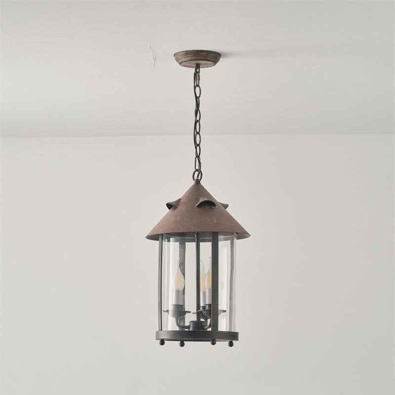 Tinduvyh Ancien Industriel Métal Verre Lanterne Suspension - Neutralighting