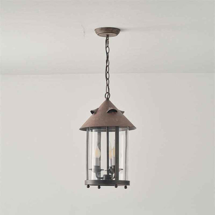 Tinduvyh Ancien Industriel Métal Verre Lanterne Suspension - Neutralighting