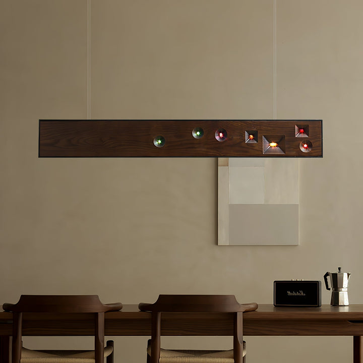 Lustra Suspension Bois Pierre Précieuse Linéaire LED - Neutralighting