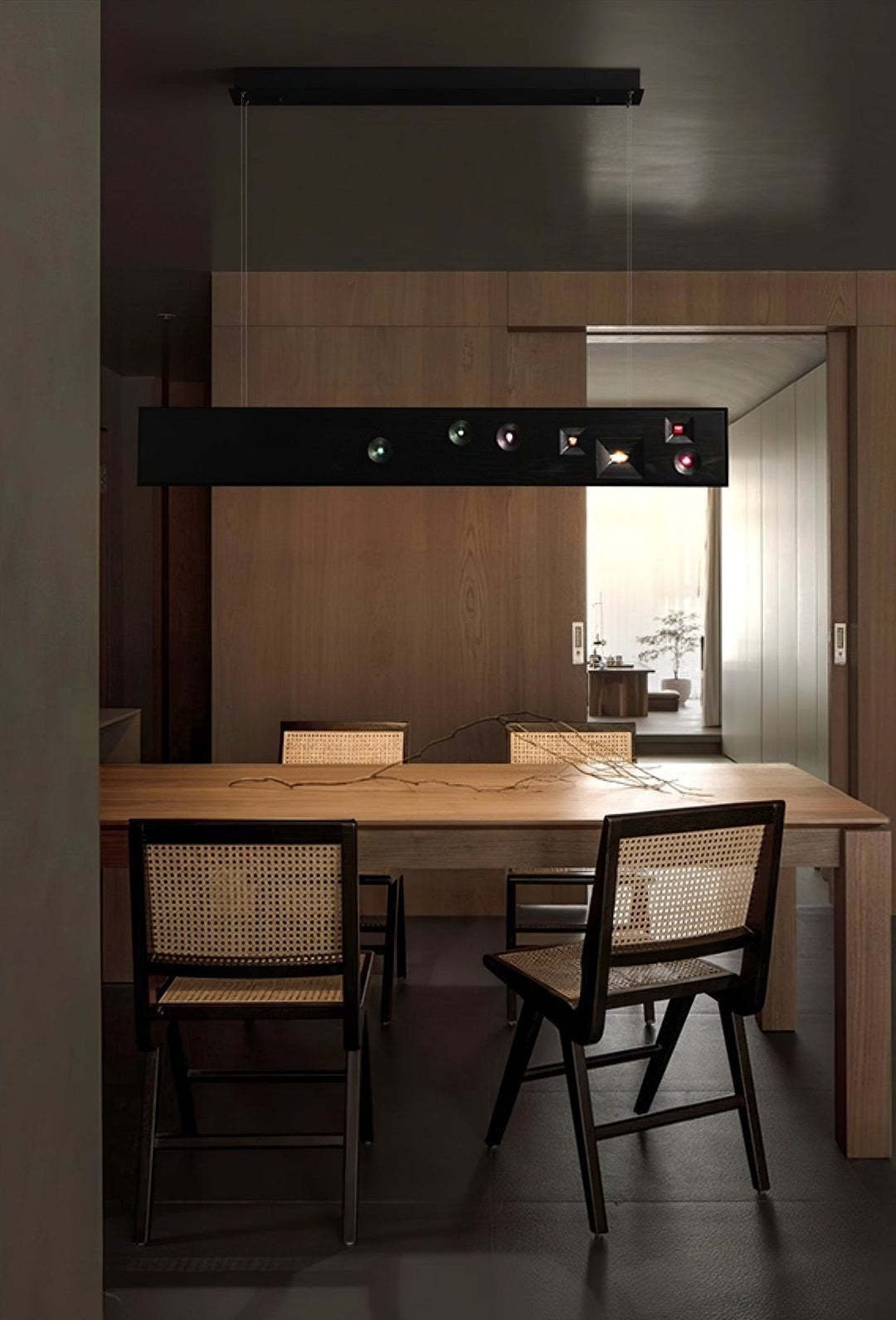 Lustra Suspension Bois Pierre Précieuse Linéaire LED - Neutralighting