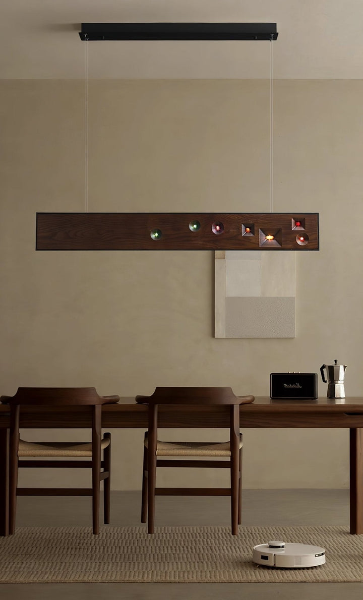 Lustra Suspension Bois Pierre Précieuse Linéaire LED - Neutralighting