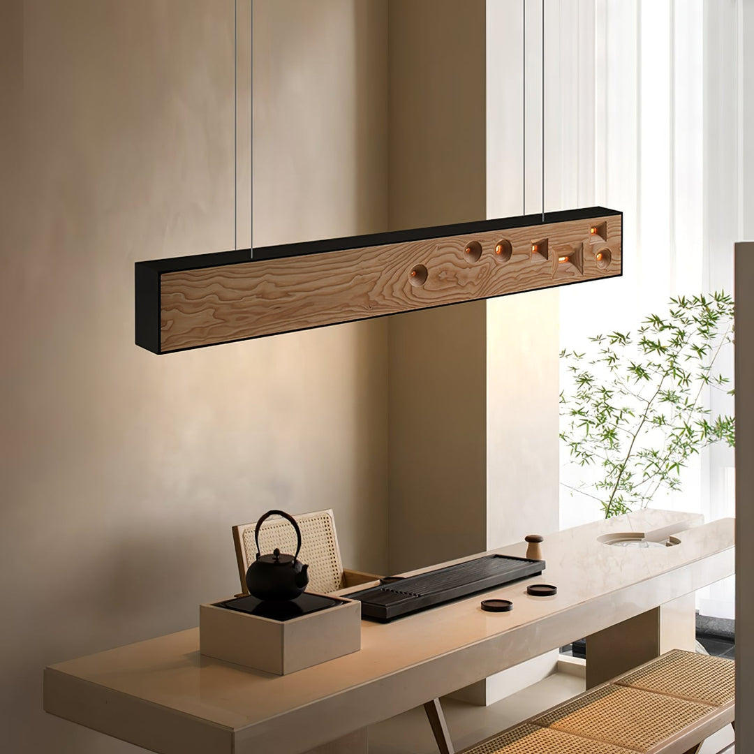 Lustra Suspension Bois Pierre Précieuse Linéaire LED - Neutralighting