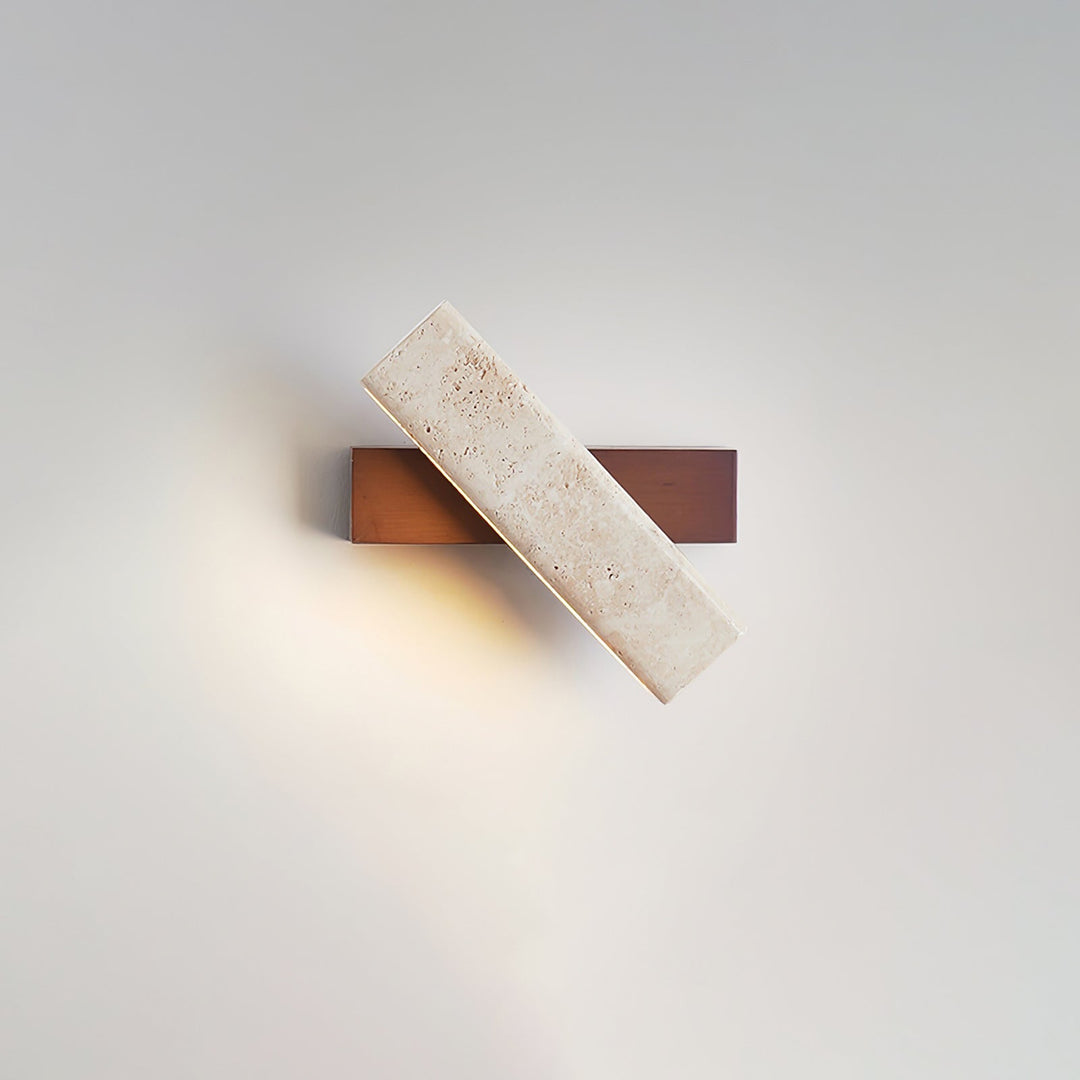 Ostruvyo Moderne Minimaliste Linéaire Noyer Travertin Applique Murale - Neutralighting