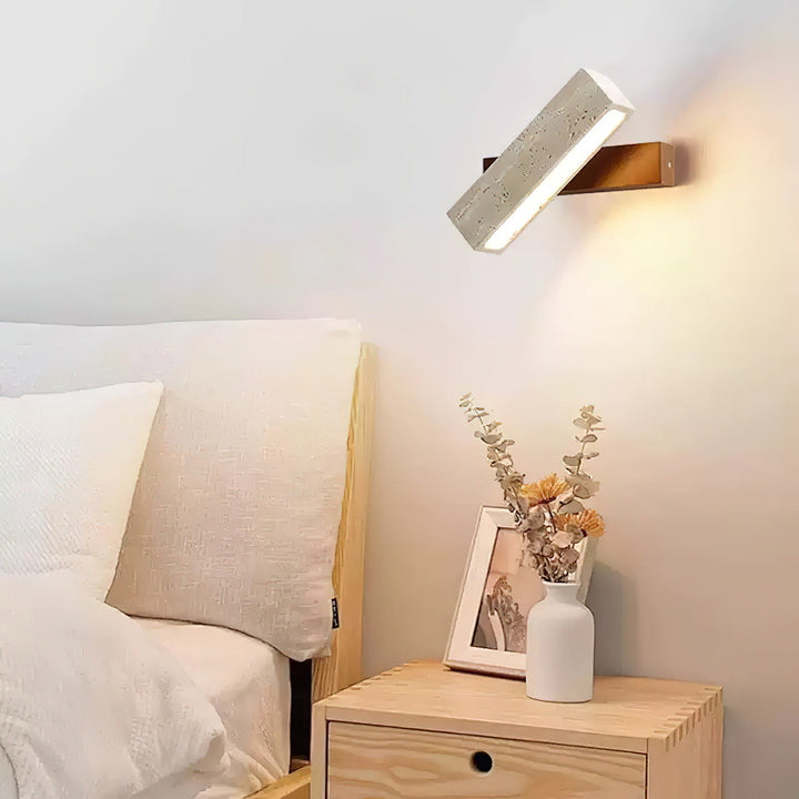 Ostruvyo Moderne Minimaliste Linéaire Noyer Travertin Applique Murale - Neutralighting