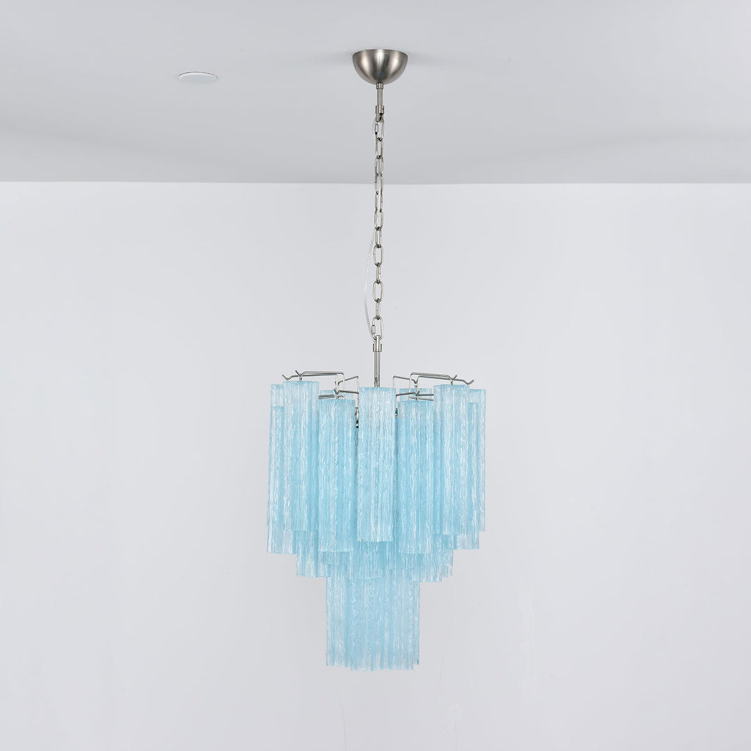 Aurora Chandelier Azzura En Verre De Murano Tubes Style Côtier - Neutralighting