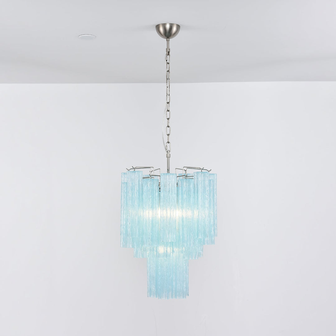 Aurora Chandelier Azzura En Verre De Murano Tubes Style Côtier - Neutralighting