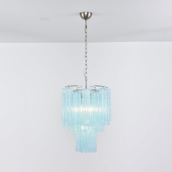 Aurora Chandelier Azzura En Verre De Murano Tubes Style Côtier - Neutralighting