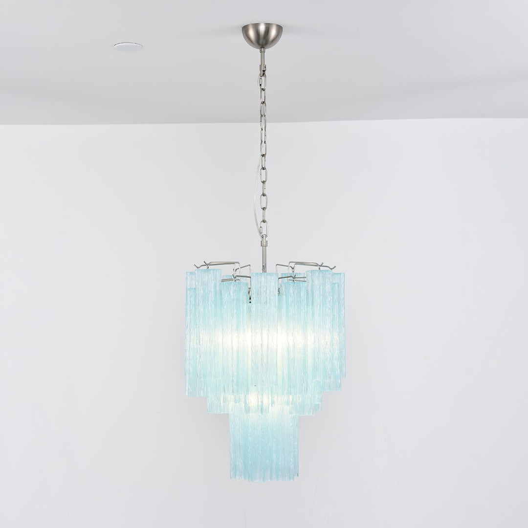 Aurora Chandelier Azzura En Verre De Murano Tubes Style Côtier - Neutralighting