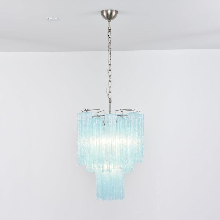 Aurora Chandelier Azzura En Verre De Murano Tubes Style Côtier - Neutralighting