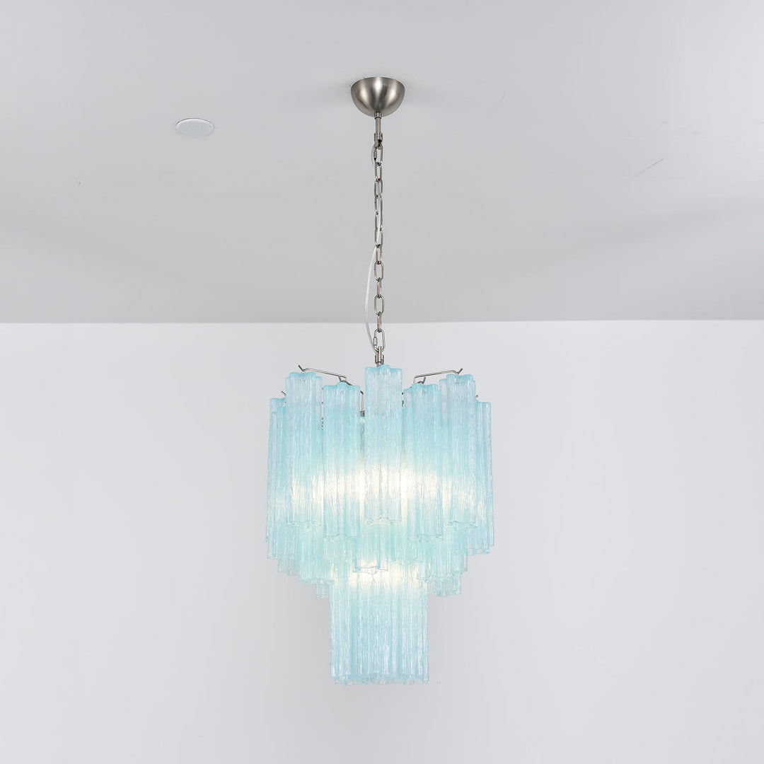 Aurora Chandelier Azzura En Verre De Murano Tubes Style Côtier - Neutralighting