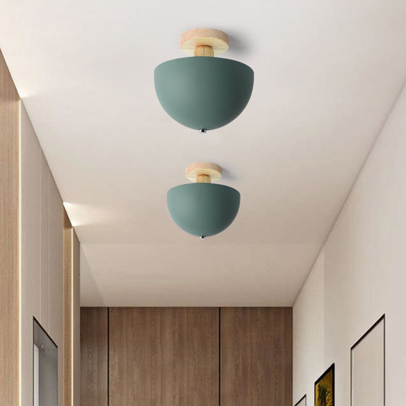 Muto Dôme Moderne LED Plafonnier Blanc/Gris Bois/Métal Salle d&