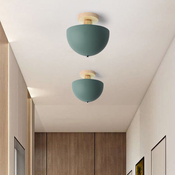 Muto Dôme Moderne LED Plafonnier Blanc/Gris Bois/Métal Salle d&