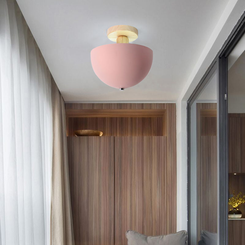 Muto Dôme Moderne LED Plafonnier Blanc/Gris Bois/Métal Salle d&