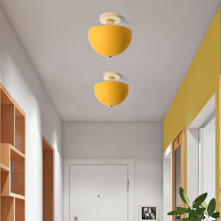 Muto Dôme Moderne LED Plafonnier Blanc/Gris Bois/Métal Salle d&