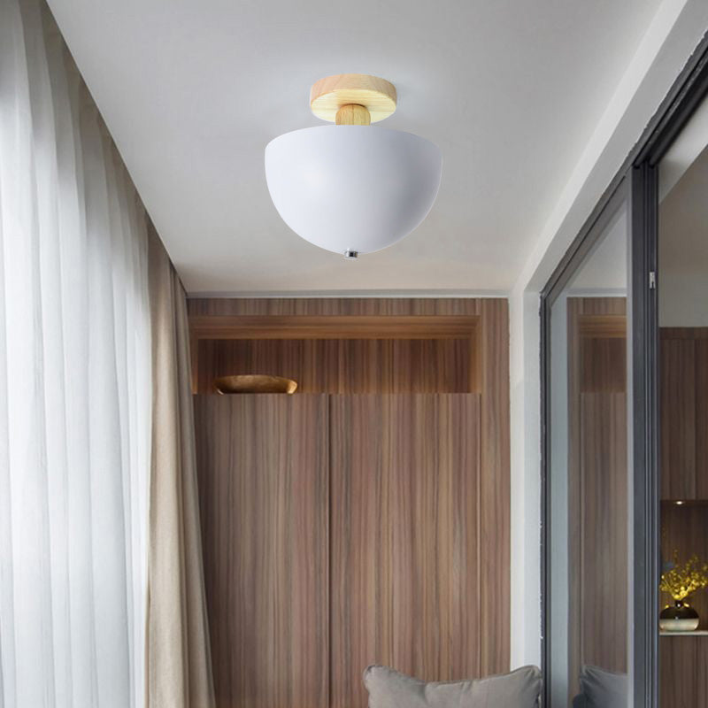 Muto Dôme Moderne LED Plafonnier Blanc/Gris Bois/Métal Salle d&