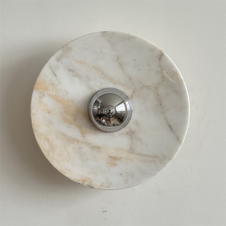 Zeno Applique Murale Ronde en Chrome, Marbre et Métal Style Minimaliste Moderne - Neutralighting