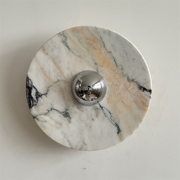 Zeno Applique Murale Ronde en Chrome, Marbre et Métal Style Minimaliste Moderne - Neutralighting