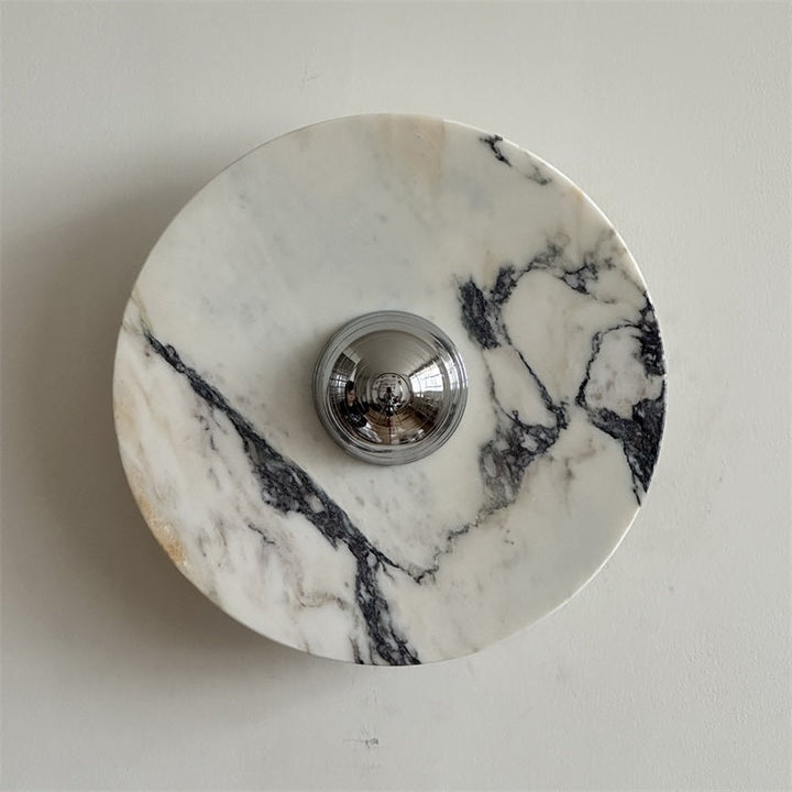 Zeno Applique Murale Ronde en Chrome, Marbre et Métal Style Minimaliste Moderne - Neutralighting